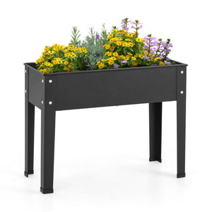 Metal Raised Garden Bed with Legs and Drainage Hole for Vegetable Flower-24 x 11 x 18 inches - Colo D681-GT3985BK