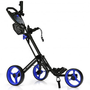Folding 3 Wheels Golf Push Cart with Brake Scoreboard Adjustable Handle-Green B593-SP37607