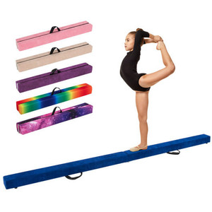 9 FT Folding Gymnastics Balance Beam with Anti-slip Base and Pine Wood Frame-Blue - Color: Blue D681-FH10130BL