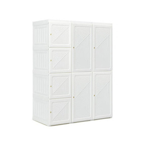 Foldable Closet Clothes Organizer with 8 Cubby Storage - Color: White - Size: 8 Cubes D681-HU10508