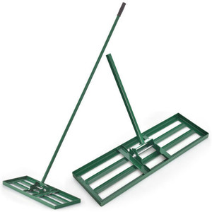 30 x 10 Inch Lawn Leveling Rake with Ergonomic Handle-Green - Color: Green D681-GT4043GN