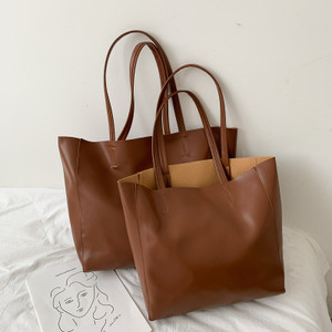 Color: Brown, Size: L - Simple large capacity commuter tote bagTide big bag Q119-CJBHNSNS29535-Brown-L