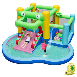 Inflatable Bounce House with Slide and Splash Pooland and 680W Blower B593-NP11582US