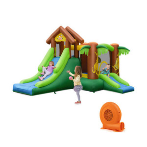 Kids Inflatable Jungle Bounce House Castle with 680W Blower B593-OP70104+ES10151US