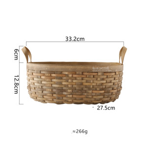Size: large - Hand-woven Old Carbonized Wood Chip Handle Storage Basket Q119-CJCJ107292403CX