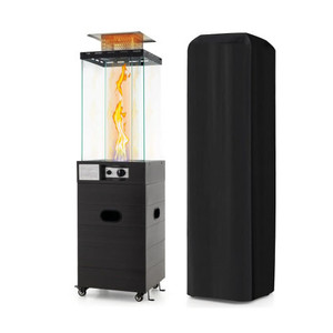 40000 BTU Patio Heater Outdoor Propane Gas Heater with Cover and Wheels-Black - Color: Black D681-NP11937GR