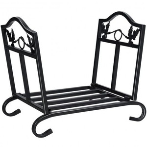 Foldable Firewood Log Rack Steel Wood Storage Holder - Color: Black D681-HW65640