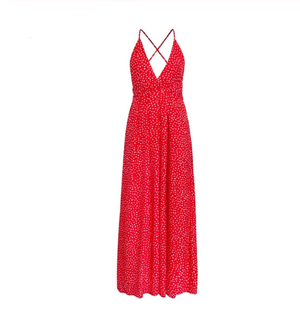 Color: Red, Size: L - Dress holiday wind Europe and the United States new suspender skirt wave poin Q119-CJNSSYLY01870-Red-L