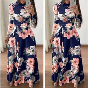 Color: 176 Long Blue Sleeves, Size: XXXL - Printed bandage dress Q119-CJNSSYLY01854-176 Long Blue Sleeves-XXXL