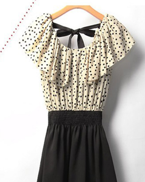Explosive wave point skirt fake two-piece chiffon dress Q119-CJNSSYLY00349