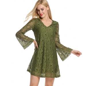 Elegant lace dress summer sexy V-neck large size dress Q119-CJNSSYLY00728