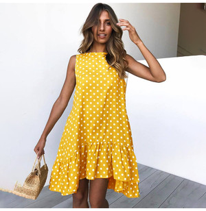 Color: Yellow2, Size: XXL - Ruffled sleeveless strapless skirt Q119-CJNSSYLY02156-Yellow2-XXL