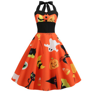 Halter print large swing sexy dress Q119-CJNSSYLY02433