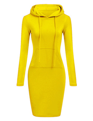 Color: yellow, size: L - Hooded lace-up pocket long-sleeved sweater Q119-CJNSSYLY00927-yellow-L