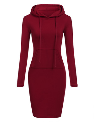 Color: gules, size: M - Hooded lace-up pocket long-sleeved sweater Q119-CJNSSYLY00927-gules-M