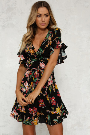 Short sleeve printed dress Q119-CJNSSYLY01732