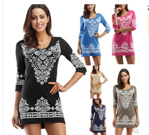 Amazon Europe and the United States original single cashew flower Slim stretch large size dress is  Q119-CJNSSYLY00139