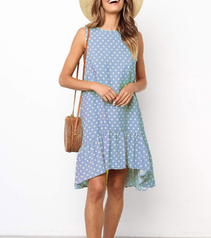 Color: Blue, Size: S - Ruffled sleeveless strapless skirt Q119-CJNSSYLY02156-Blue-S