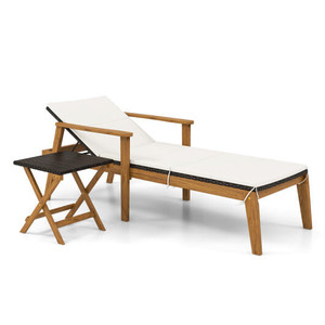 2 Piece Outdoor Chaise Lounge Chair Set Rattan Patio Chaise with Armrests D681-HW72138-2