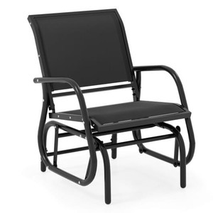 Outdoor Single Swing Glider Rocking Chair with Armrest-Black - Color: Black D681-OP70562DK