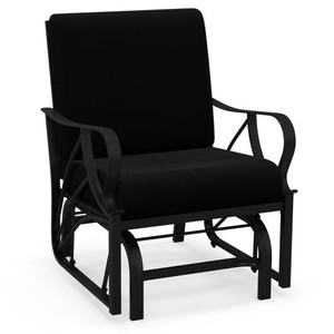 Patio Glider Rocking Chair with Thick Cushion and Curved Armrest-Black - Color: Black D681-NP11170DK