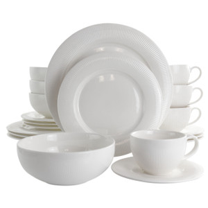Elama Pallene 20 Piece Porcelain Dinnerware Set in White D970-EL-PALLENE