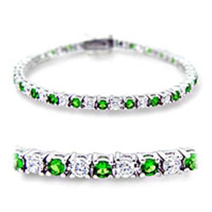 46906 - Rhodium Brass Bracelet with Synthetic Spinel in Emerald A874-46906