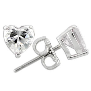0W166 - Rhodium 925 Sterling Silver Earrings with AAA Grade CZ  in Clear A874-0W166
