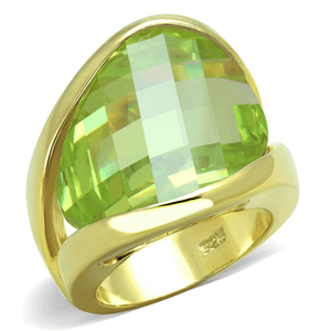 LOS823 - Gold 925 Sterling Silver Ring with Synthetic Synthetic Glass in Apple Green color A874-LOS823