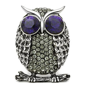 TK399 - High polished (no plating) Stainless Steel Ring with Top Grade Crystal  in Amethyst A874-TK399