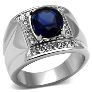 TK699 - High polished (no plating) Stainless Steel Ring with Synthetic Synthetic Glass in Montana A874-TK699