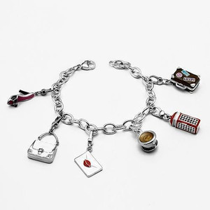 LOS606 - Silver 925 Sterling Silver Bracelet with Epoxy  in Multi Color A874-LOS606