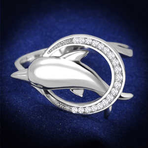 TS343 - Rhodium 925 Sterling Silver Ring with AAA Grade CZ  in Clear A874-TS343
