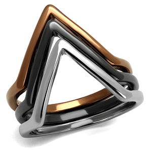 TK2649 - Three Tone (IP Light Coffee & IP Light Black & High Polished) Stainless Steel Ring with No A874-TK2649