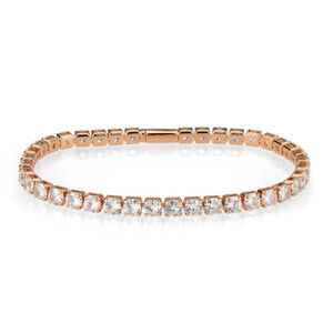 3W1720 - Rose Gold Brass Bracelet with AAA Grade CZ in Clear A874-3w1720