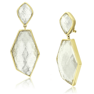 VL075 - IP Gold(Ion Plating) Brass Earrings with Synthetic Synthetic Stone in White A874-VL075
