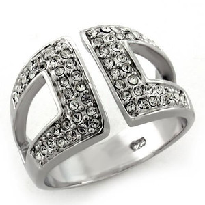 LOAS1137 - Rhodium 925 Sterling Silver Ring with Top Grade Crystal  in Clear A874-LOAS1137