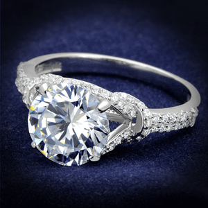 TS304 - Rhodium 925 Sterling Silver Ring with AAA Grade CZ  in Clear A874-TS304
