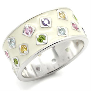 37405 - High-Polished 925 Sterling Silver Ring with AAA Grade CZ  in Multi Color A874-37405