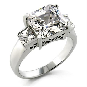 21209 - High-Polished 925 Sterling Silver Ring with AAA Grade CZ  in Clear A874-21209