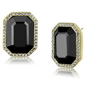 TK2378 - IP Gold(Ion Plating) Stainless Steel Earrings with Top Grade Crystal  in Hematite A874-TK2378