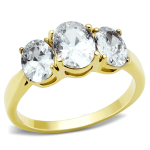 TK3671 - IP Gold(Ion Plating) Stainless Steel Ring with AAA Grade CZ  in Clear A874-TK3671