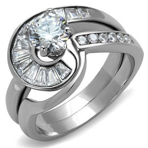 TK2617 - No Plating Stainless Steel Ring with AAA Grade CZ  in Clear A874-TK2617