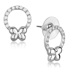 3W620 - Rhodium Brass Earrings with AAA Grade CZ  in Clear A874-3W620