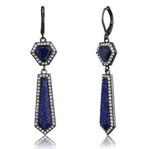 TK2723 - IP Light Black  (IP Gun) Stainless Steel Earrings with Precious Stone Lapis in Montana A874-TK2723
