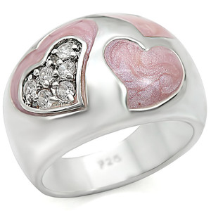 LOS467 - Rhodium 925 Sterling Silver Ring with AAA Grade CZ  in Clear A874-LOS467