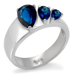 TK0F511 - High polished (no plating) Stainless Steel Ring with Synthetic Synthetic Glass in Montana A874-TK0F511