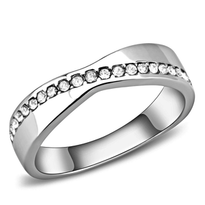 TK3501 - High polished (no plating) Stainless Steel Ring with Top Grade Crystal  in Clear A874-TK3501