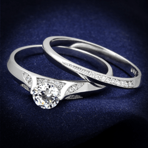 TS348 - Rhodium 925 Sterling Silver Ring with AAA Grade CZ  in Clear A874-TS348