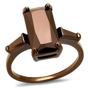3W1160 - IP Coffee light Brass Ring with AAA Grade CZ  in Light Coffee A874-3W1160